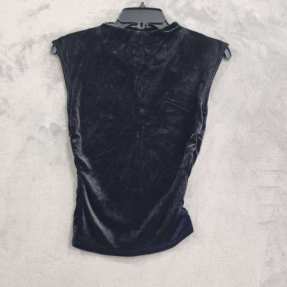 NEW THE WORKSHOP Top Womens S Black Velvet Mock Neck Sleeveless‎ Party Top